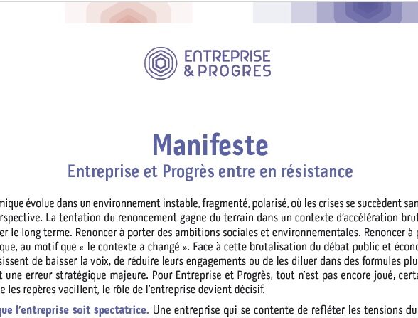 Visuel Manifeste Entreprise et Progrès entre en résistance