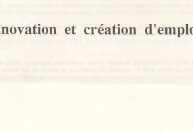 Innovation et Création d'emplois