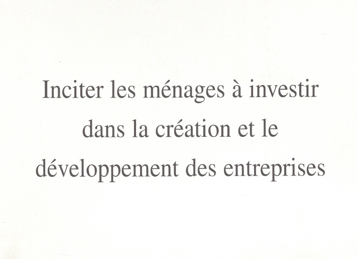 Couverture Inciter les ménages à investir dans les entreprises